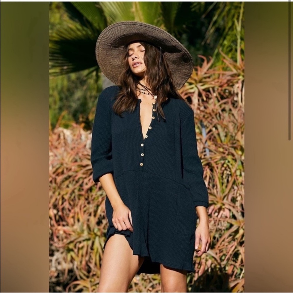 NEW! FREE PEOPLE FP Beach Blossom Ribbed Button Up Dress size S